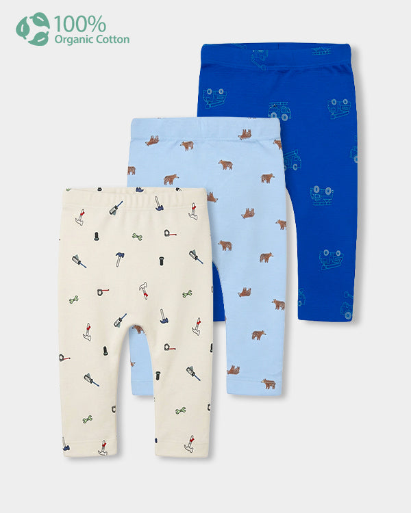 Baby Boy 3-Pack Organic Cotton Diaper Pants In Assorted Prints