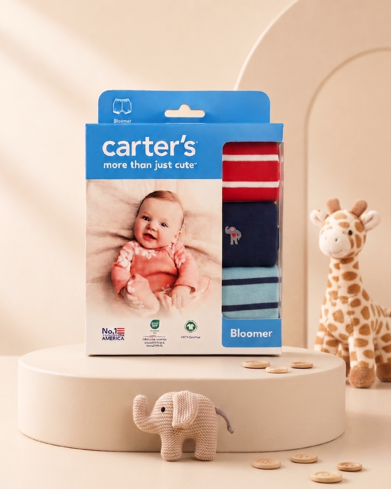 Baby Boy 3-Pack Organic Cotton Bloomer In Assorted Prints with Anti Microbial Finish