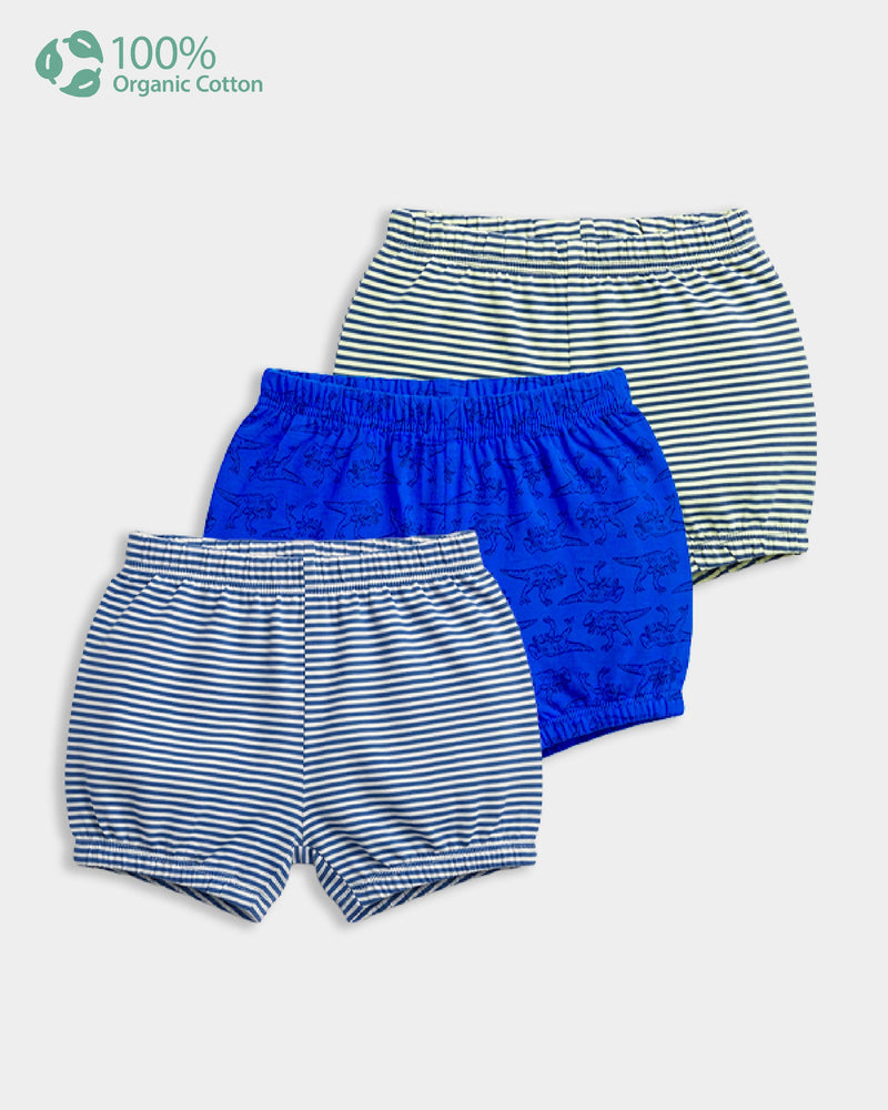 Baby Boy 3-Pack Organic Cotton Blommer In Assorted Prints with Anti Microbial Finish