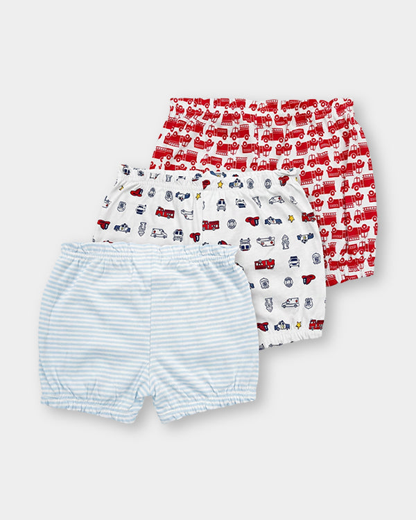 Baby Boy 3-Pack Organic Cotton Bloomer In Assorted Prints with Anti Microbial Finish