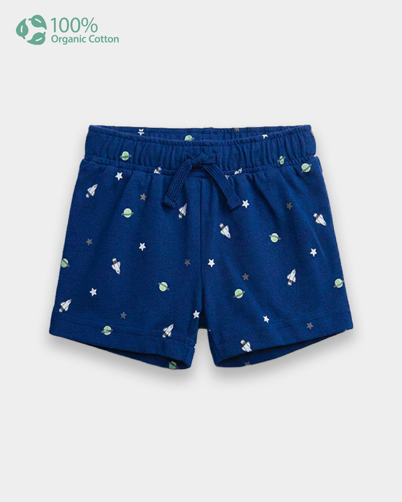 Baby Boy Organic Cotton Pull-On Shorts in Outerspace Print