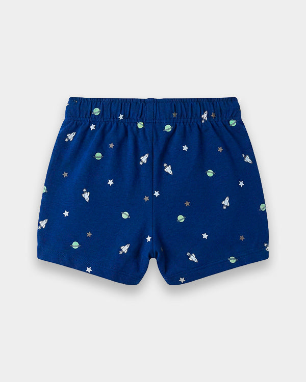 Baby Boy Organic Cotton Pull-On Shorts in Outerspace Print