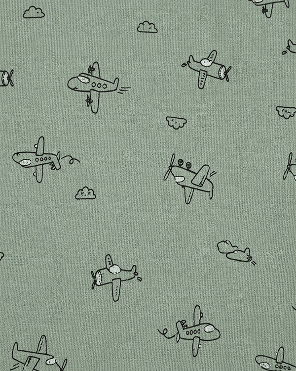 Baby Boy Organic Cotton Pull-On Shorts In Aeroplane Print