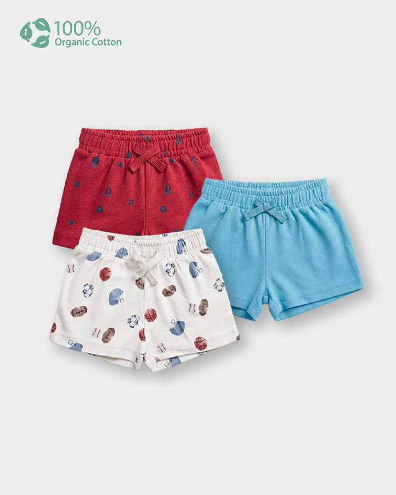 Baby Boy 3-Pack Organic Cotton Pull-On Shorts in Assorted Prints