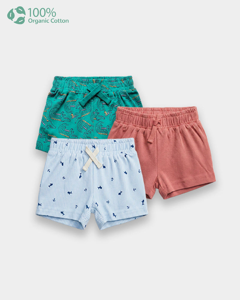 Baby Boy 3-Pack Organic Cotton Pull-On Shorts in Assorted Prints