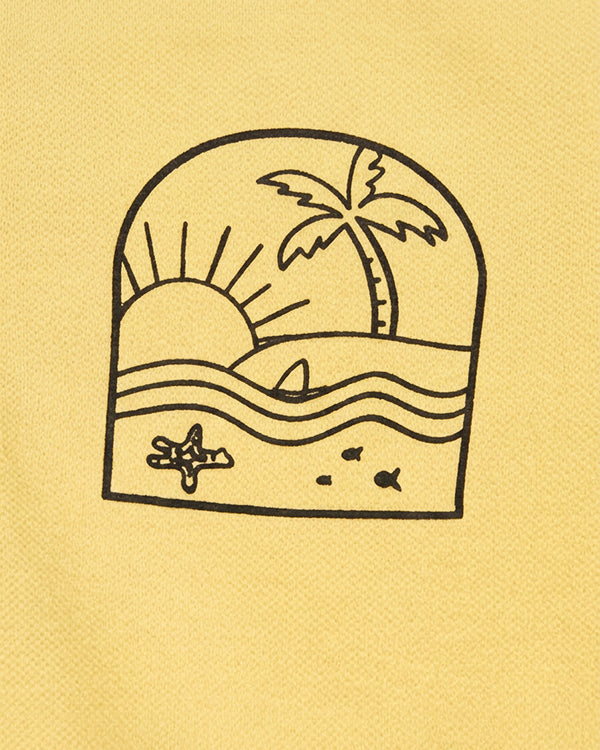 Baby Boy Organic Cotton Polo T-Shirt With Beach Logo Print