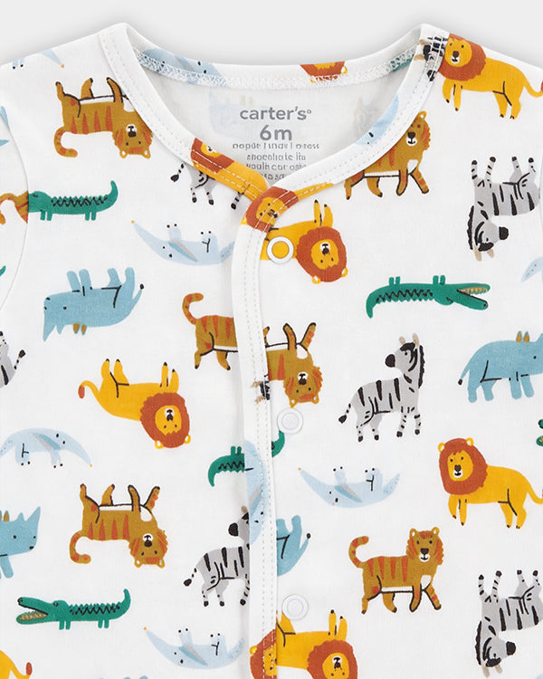 Baby Boy Organic Cotton Jungle Animal Print Front Open T-Shirt & Pant Set