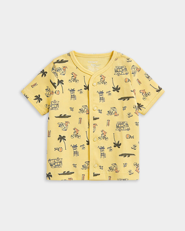 Baby Boy Organic Cotton Tropical Animal Print Front Open T-Shirt & Pant Set