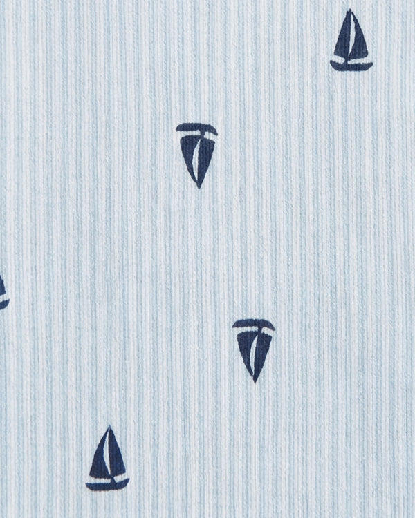 Baby Boy Organic Cotton Sea Print Front Open T-Shirt & Pant Set