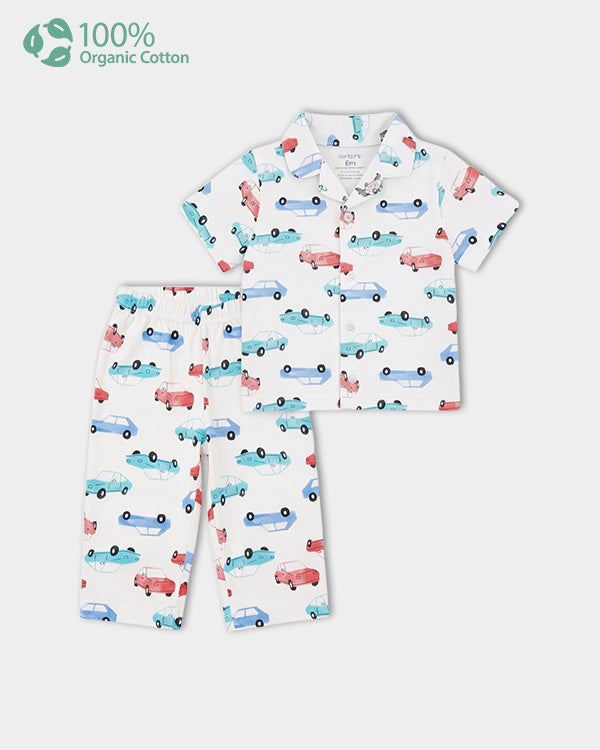 Baby Boy Organic Cotton Car Print T-Shirt & Pant Sleep-Set