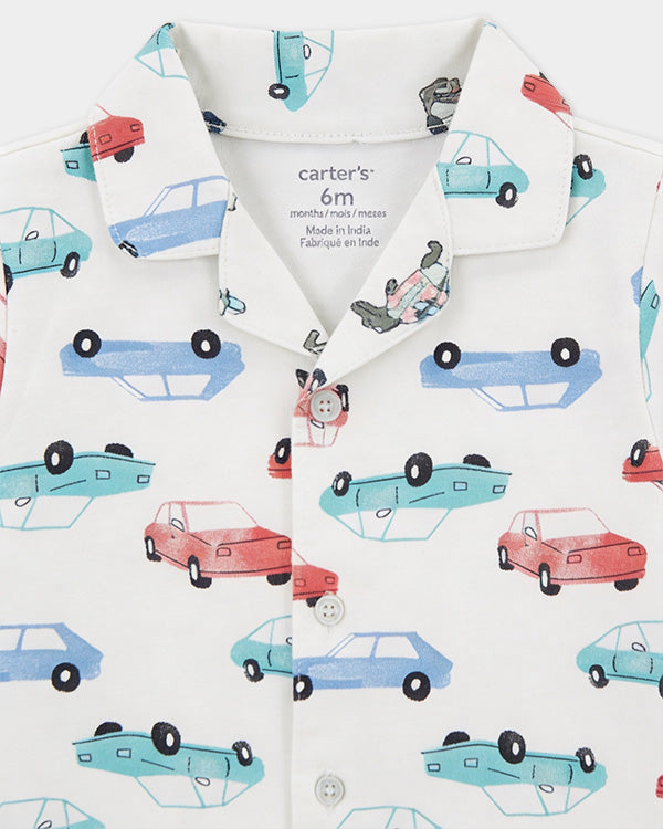 Baby Boy Organic Cotton Car Print T-Shirt & Pant Sleep-Set