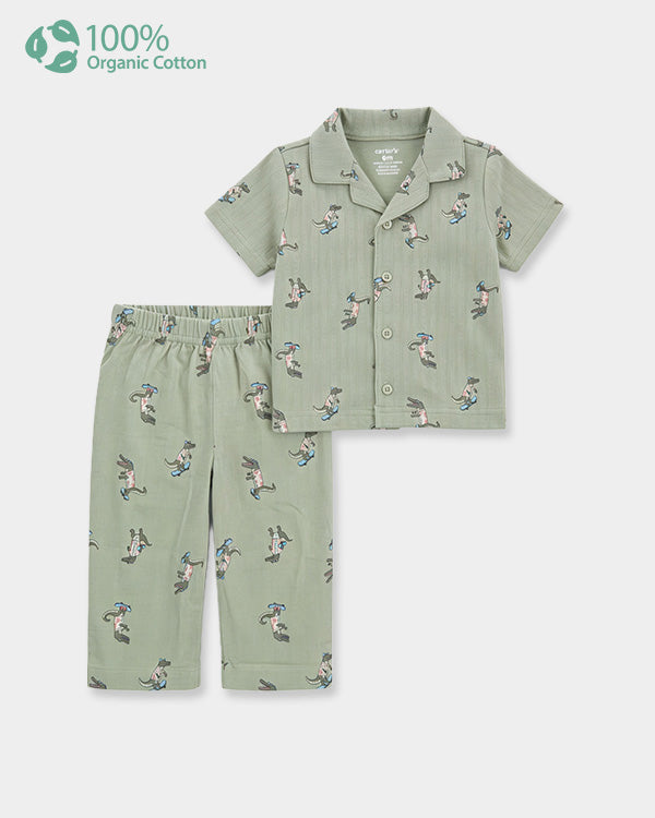 Baby Boy Organic Cotton Animal Print T-Shirt & Pant Sleep-Set