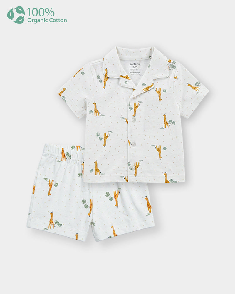 Baby Boy Organic Cotton Animal Print T-Shirt & Shorts Sleep-Set