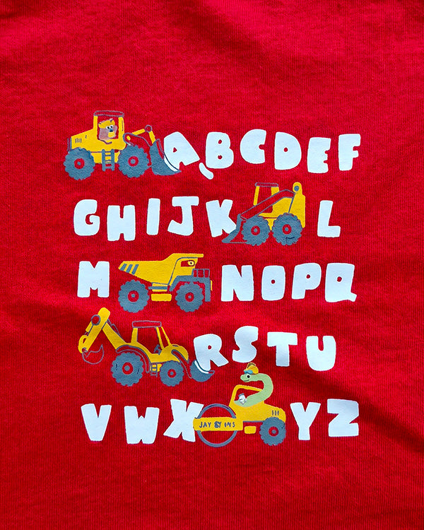 Baby Boy Organic Cotton Crew Neck T-Shirt With Transport Print