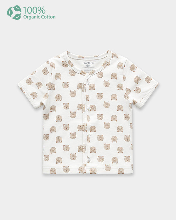 Baby Boy Organic Cotton Front Open T-Shirt In Animal Print