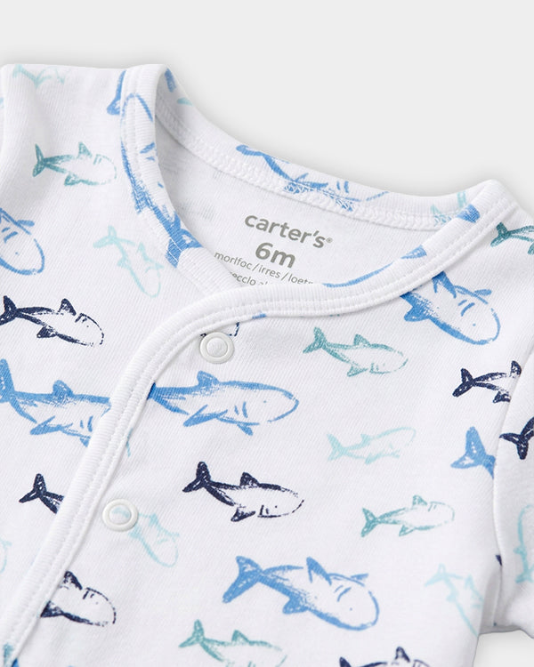 Baby Boy 3-Pack Organic Cotton Front Open T-Shirt In Assorted Prints