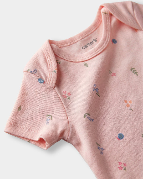 Baby Girl 3-Pack Organic Cotton Bodysuits in Animal Print