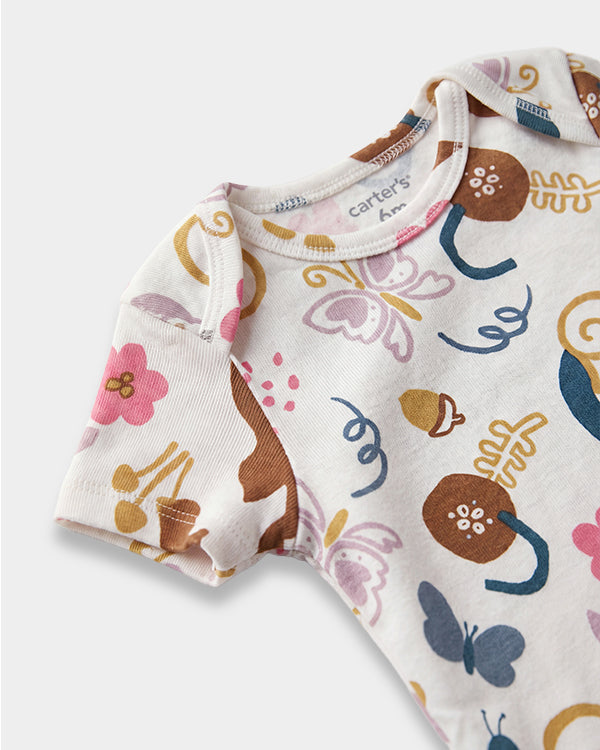 Baby Girl 3-Pack Organic Cotton Bodysuits in Animal Print