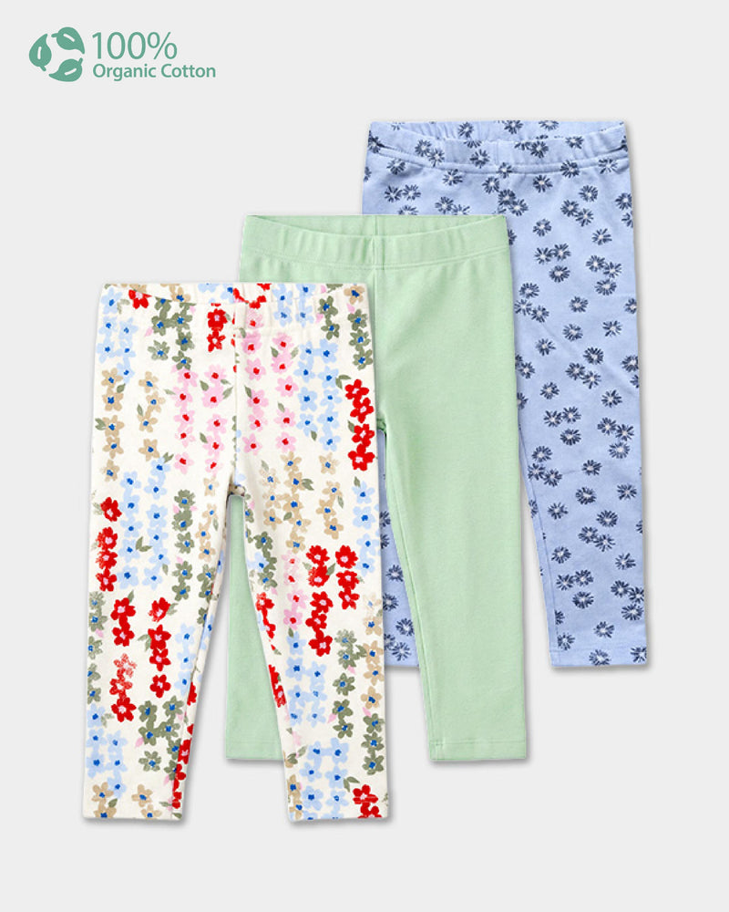 Baby Girl 3-Pack Organic Cotton Leggings In Assorted Prints