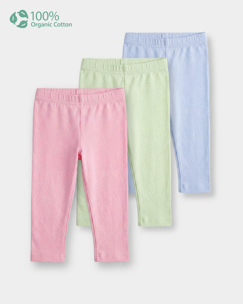 Baby Girl 3-Pack Organic Cotton Leggings In Assorted Solid colors