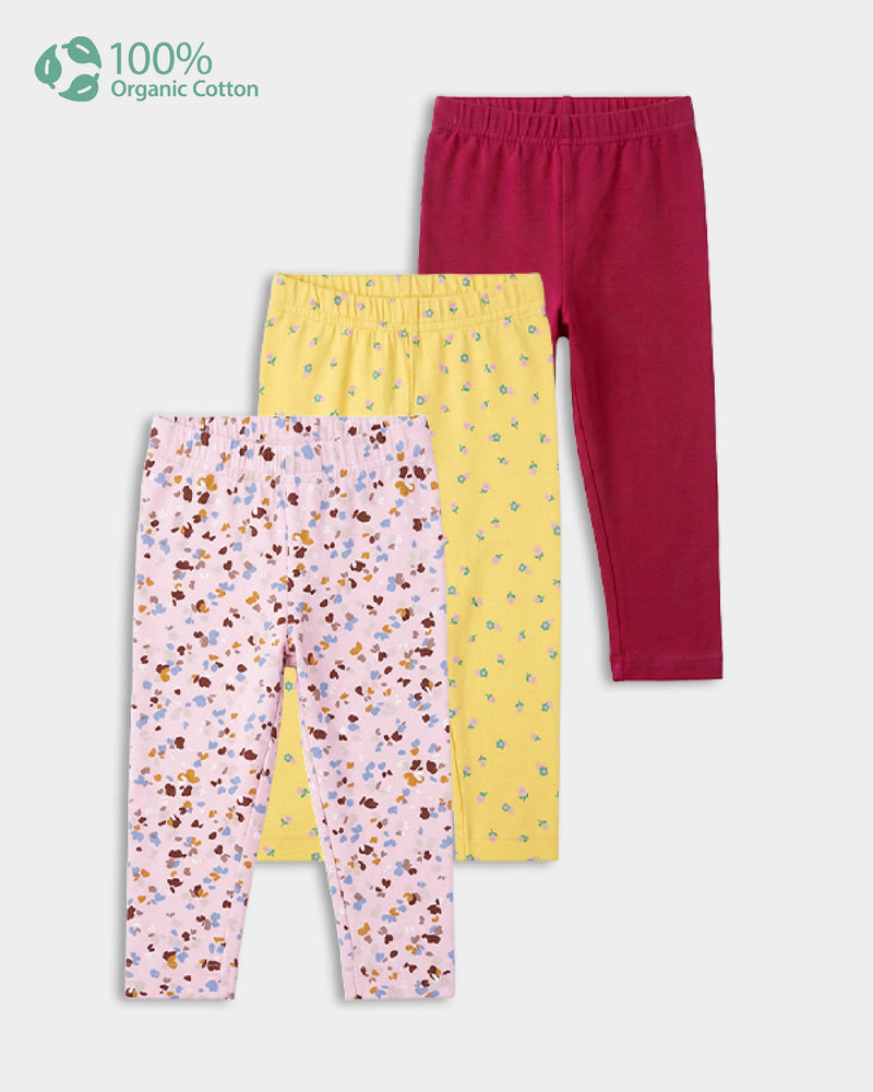 Baby Girl 3-Pack Organic Cotton Leggings In Assorted Prints