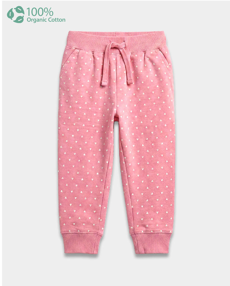 Baby Girl Organic Cotton Pull-On Pants in Heart Print