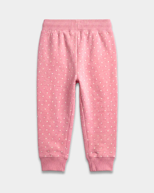Baby Girl Organic Cotton Pull-On Pants in Heart Print