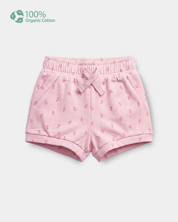 Baby Girl Organic Cotton Pull-On Shorts In Fruit Print