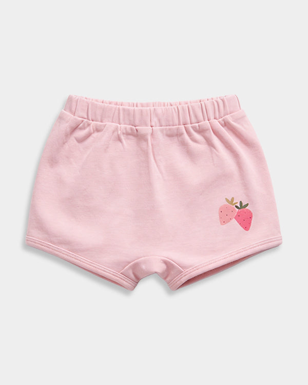 Baby Girl Organic Cotton Strawberry Print Front Open T-Shirt & Shorts Set