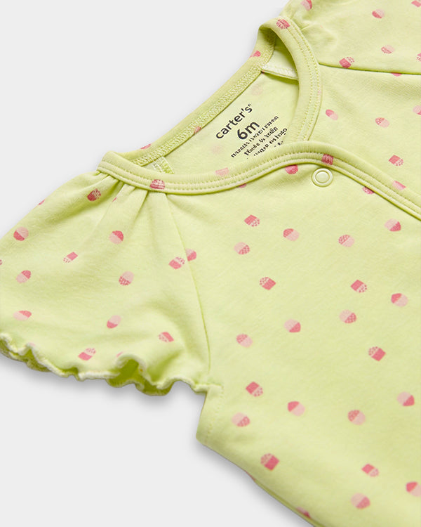 Baby Girl Organic Cotton Cupcake Print Front Open T-Shirt & Shorts Set