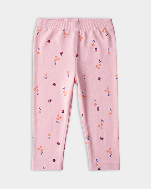 Baby Girl Organic Cotton Floral Print Front Open T-Shirt & Pant Set