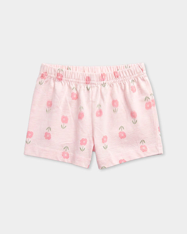 Baby Girl Organic Cotton Floral Print T-Shirt & Shorts Sleep-Set