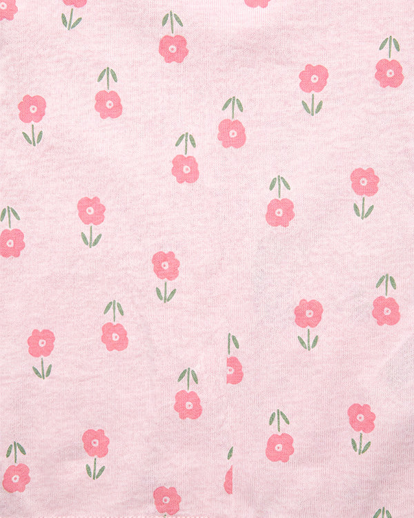 Baby Girl Organic Cotton Floral Print T-Shirt & Shorts Sleep-Set