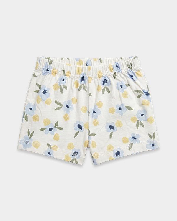 Baby Girl Organic Cotton Floral Print T-Shirt & Shorts Sleep-Set