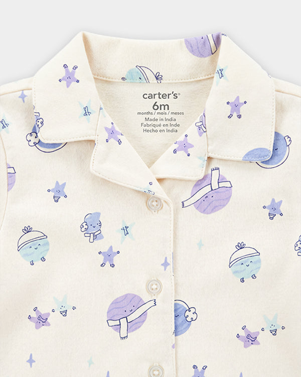 Baby Girl Organic Cotton Outerspace Print T-Shirt & Pant Sleep-Set