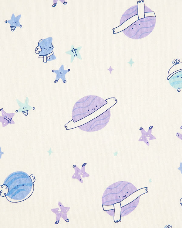 Baby Girl Organic Cotton Outerspace Print T-Shirt & Pant Sleep-Set
