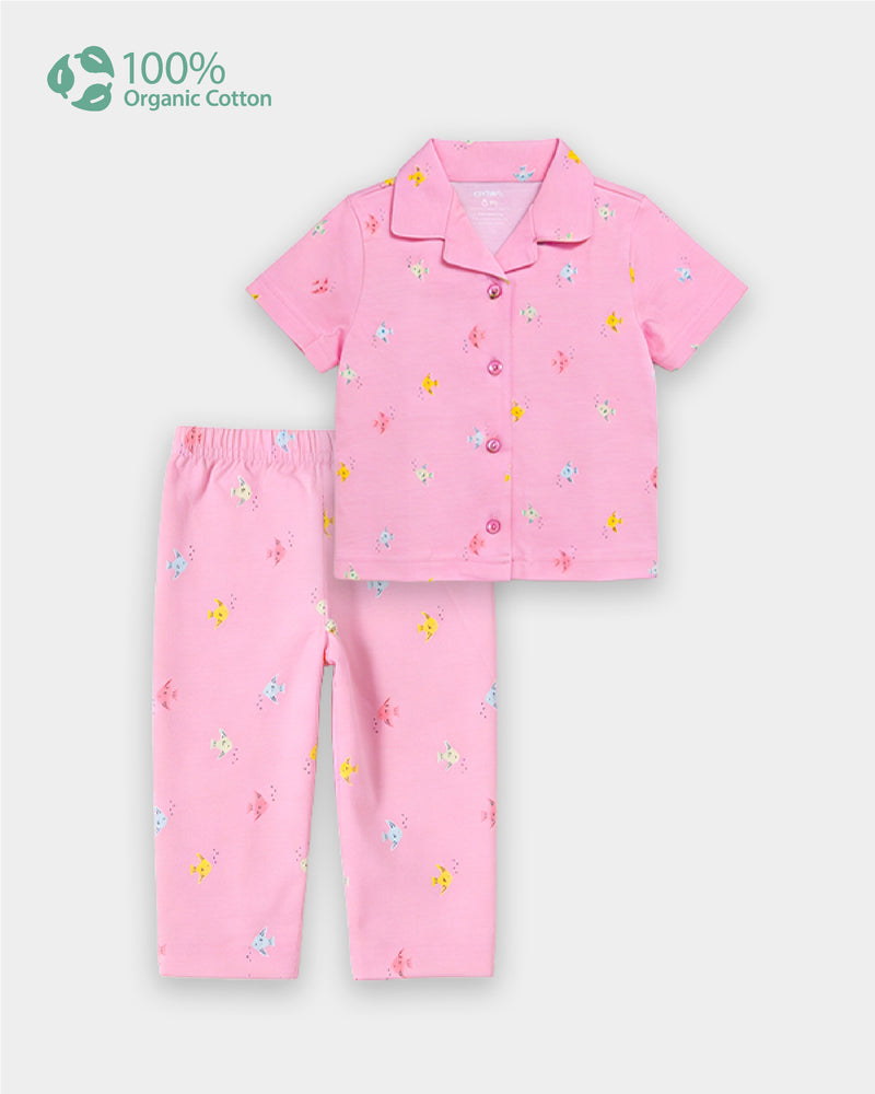 Baby Girl Organic Cotton Fish Print T-Shirt & Pant Sleep-Set