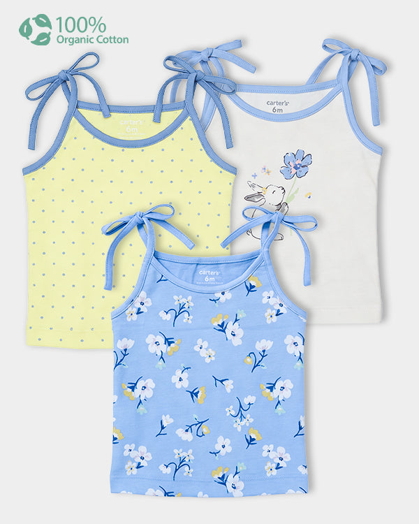 Baby Girl 3-Pack Organic Cotton Jhabla In Assorted Prints