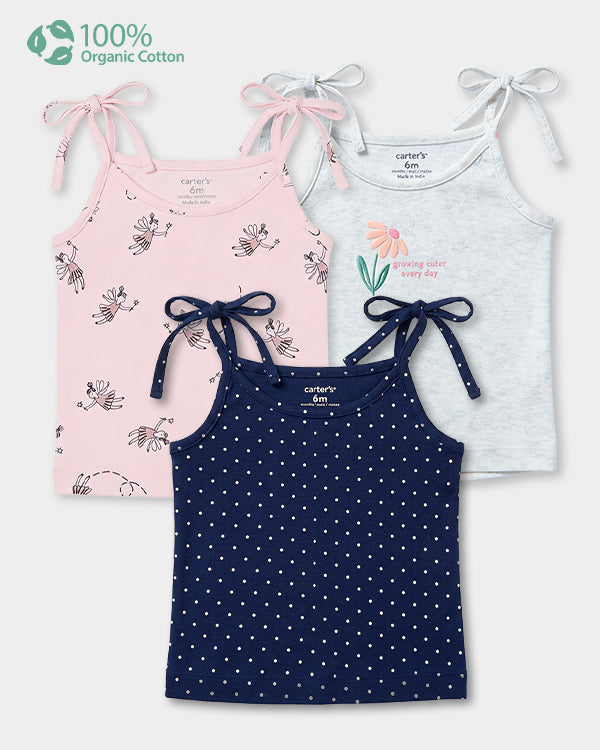 Baby Girl 3-Pack Organic Cotton Jhabla In Assorted Prints