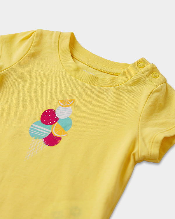 Baby Girl 3-Pack Organic Cotton Crew Neck T-Shirt With Assorted Prints