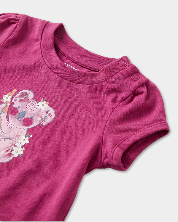 Baby Girl 3-Pack Organic Cotton Crew Neck T-Shirt With Assorted Prints