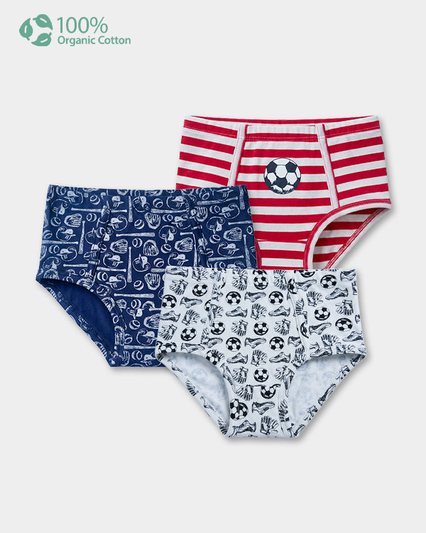 Toddler Boy 3-Pack Organic Cotton Brief In Assorted Prints with Anti Microbial Finish