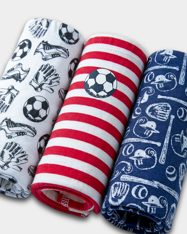 Toddler Boy 3-Pack Organic Cotton Brief In Assorted Prints with Anti Microbial Finish