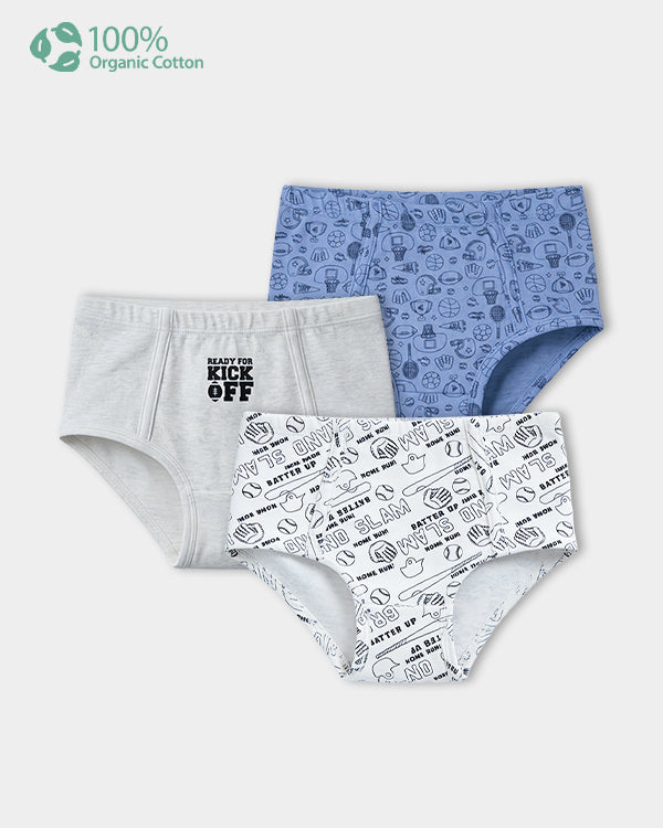 Toddler Boy 3-Pack Organic Cotton Brief In Assorted Prints with Anti Microbial Finish