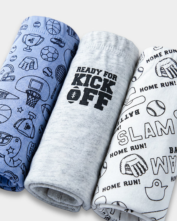 Toddler Boy 3-Pack Organic Cotton Brief In Assorted Prints with Anti Microbial Finish