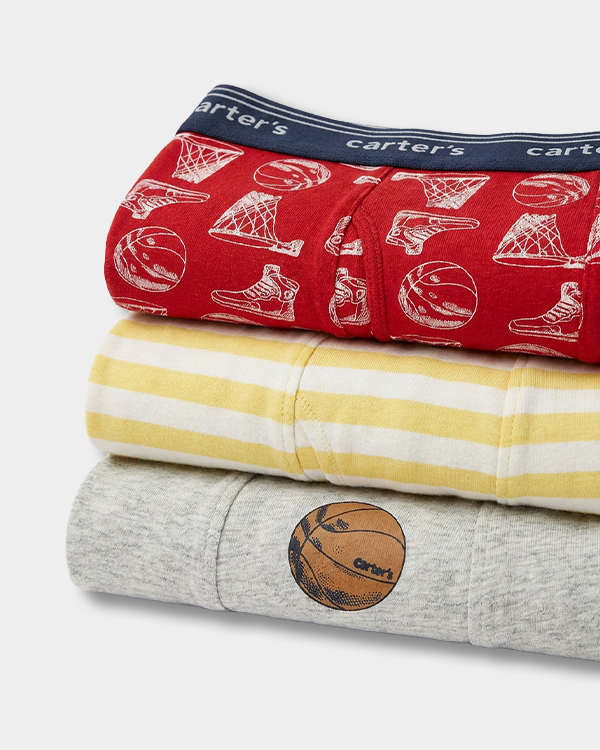 Toddler Boy 3-Pack Organic Cotton Trunk In Assorted Prints with Anti Microbial Finish