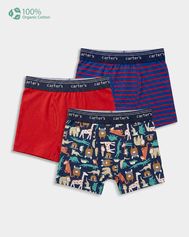 Toddler Boy 3-Pack Trunk In Assorted Prints with Anti Microbial Finish
