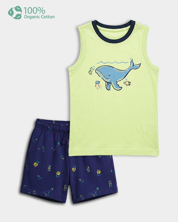 Toddler Boy Organic Cotton Sea Print T-Shirt & Short-Set