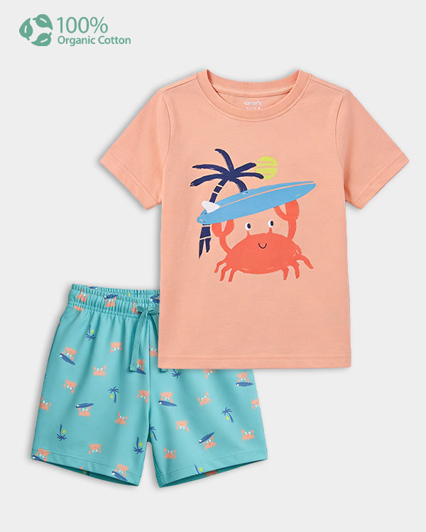 Toddler Boy Organic Cotton Tropical Print T-Shirt & Short-Set