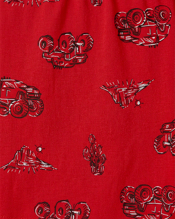 Toddler Boys Organic Cotton Transport Print T-Shirt & Shorts Sleep-Set